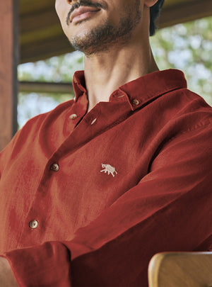 Garnet Red European Linen Shirt