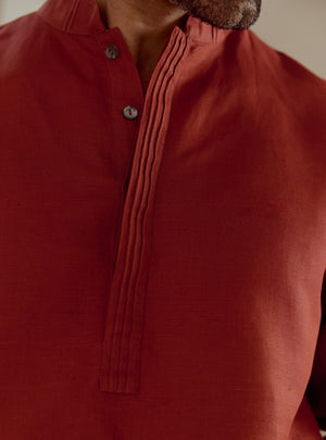 Lal Hemp-Viscose Kurta