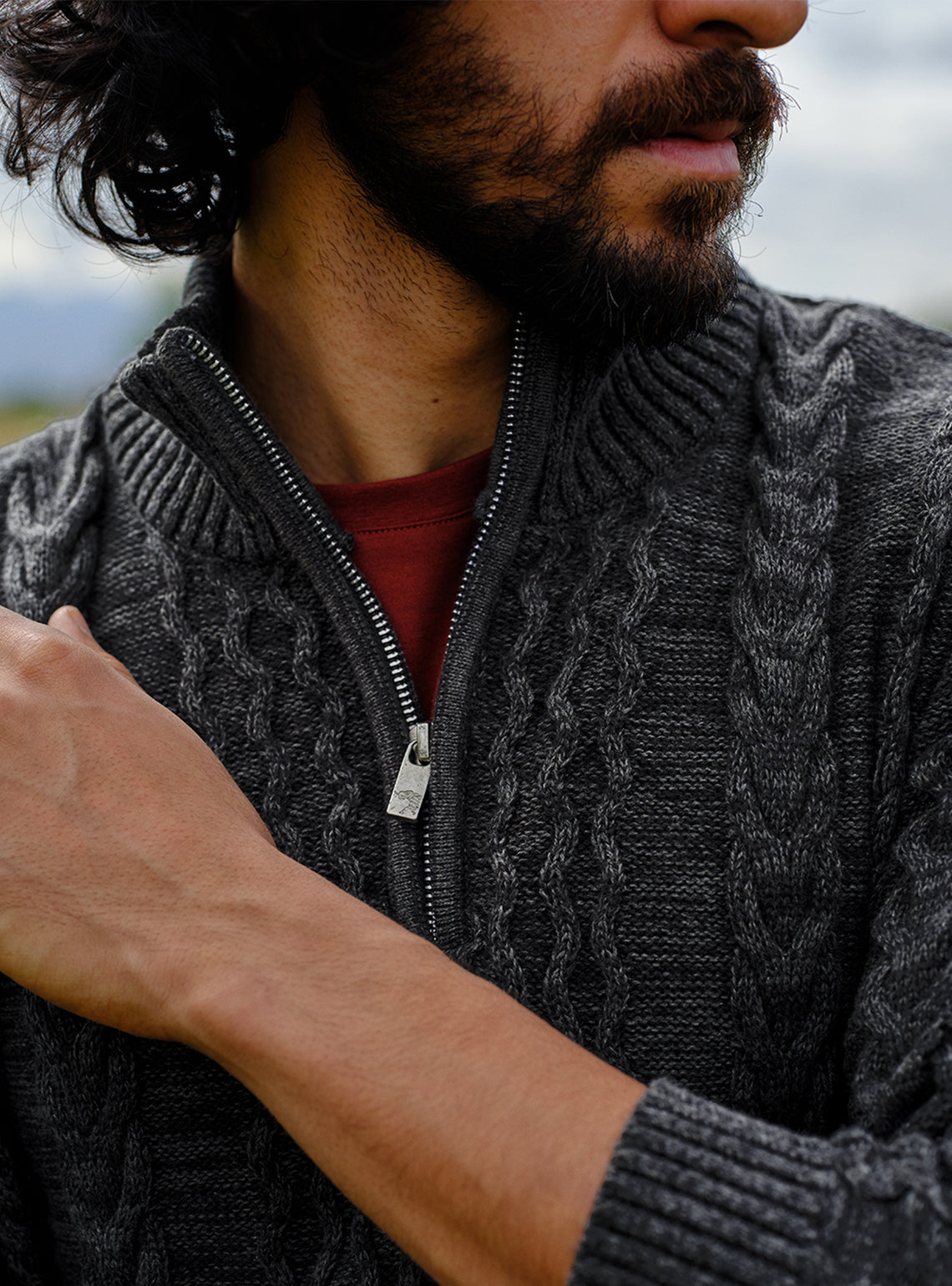Shadow Black Cotton Melange Pullover
