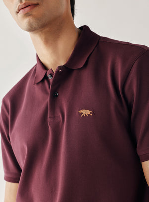 Wineberry Cotton Stretch Pique Polo