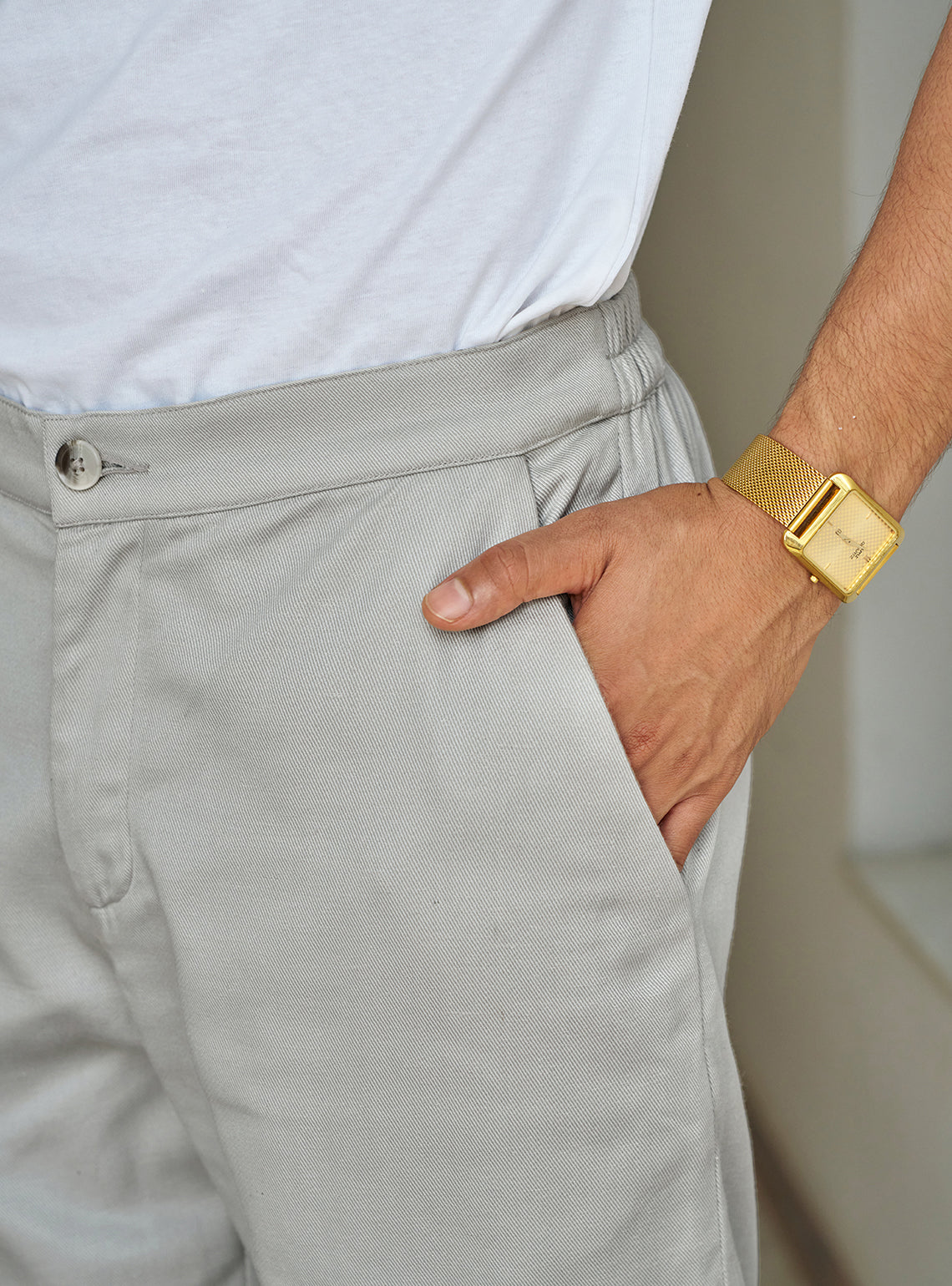 Megh Grey Cotton Blend Trousers