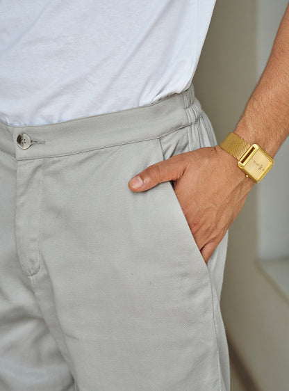 Megh Grey Cotton Blend Trousers