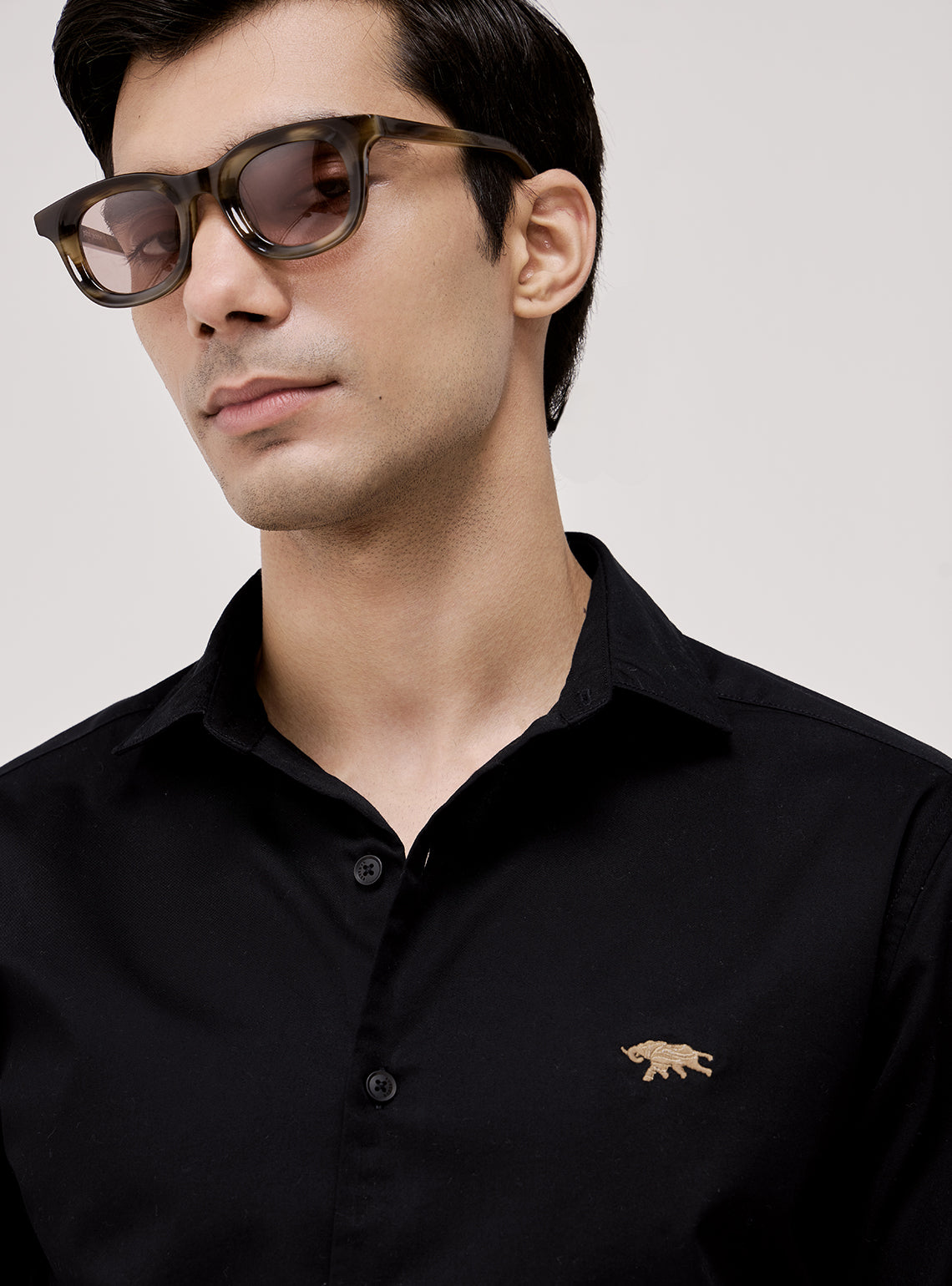Essential Jet Black Cotton Twill Shirt