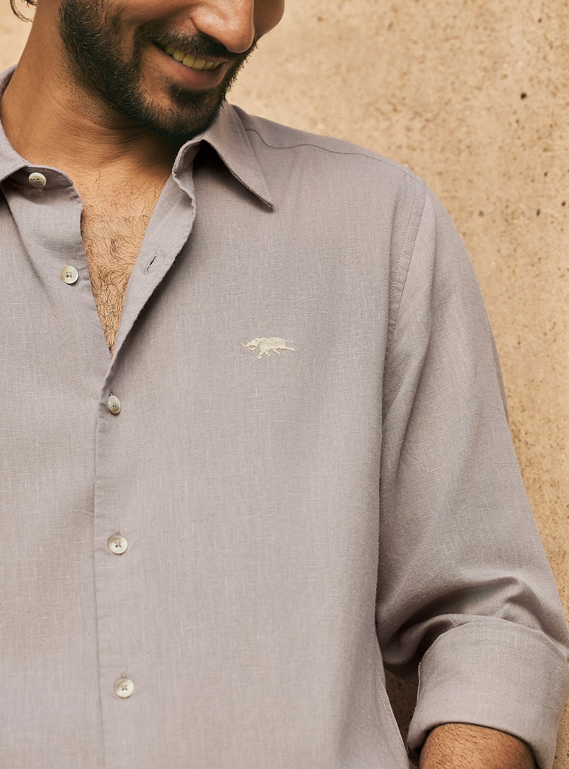 Ashfall Grey Lyocell Linen Shirt