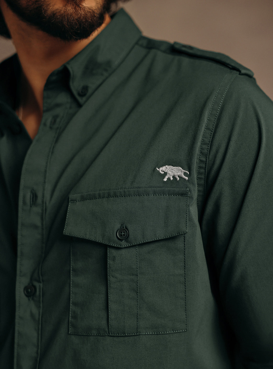 Jungle Olive Cotton Blend Shirt