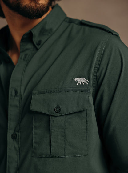 Jungle Olive Cotton Blend Shirt