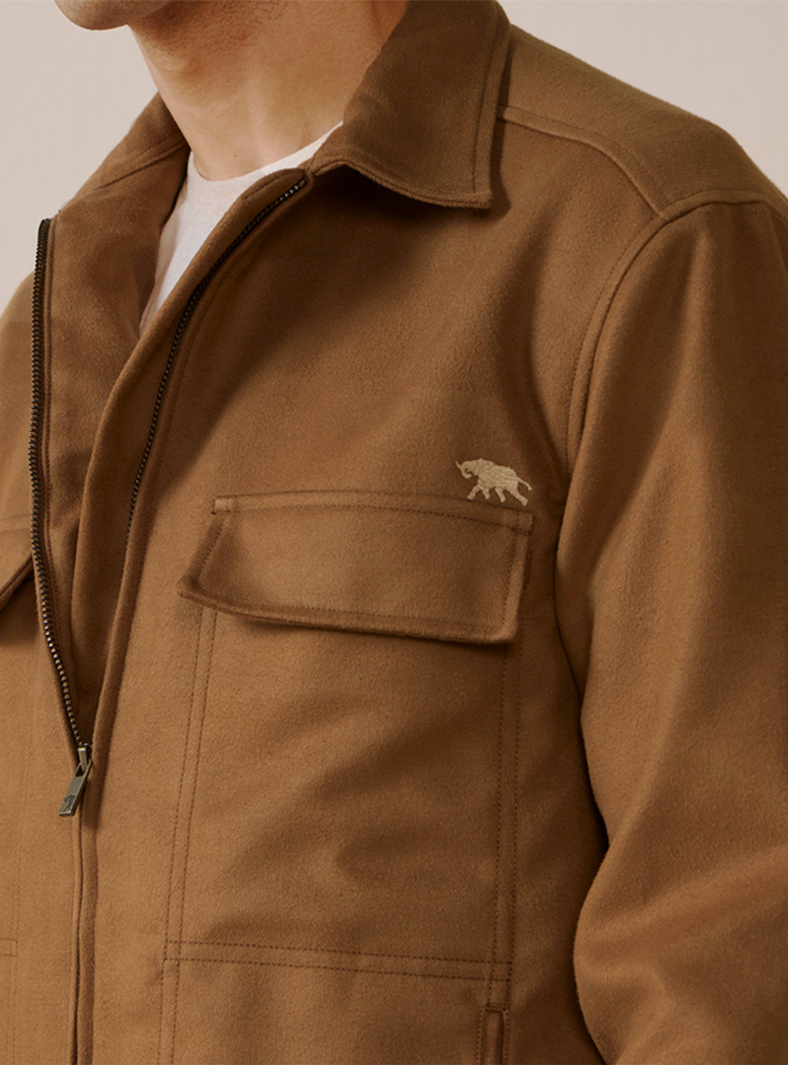 Khaki Tan Poly Rich Suede Jacket