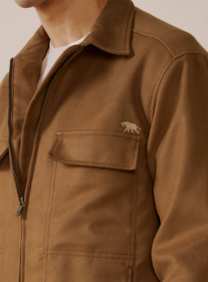 Khaki Tan Poly Rich Suede Jacket