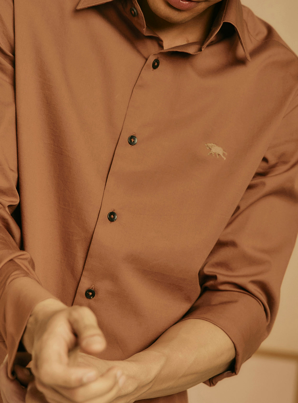 Cocoa Brown Cotton Twill Shirt