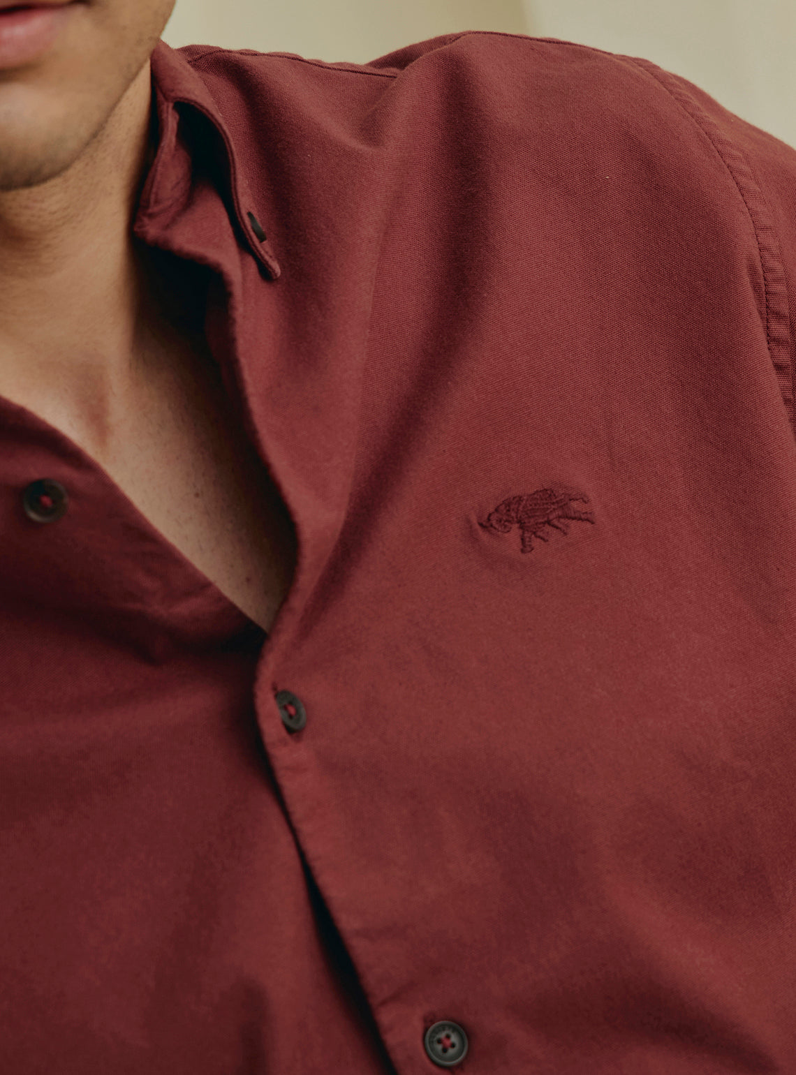 Cranberry Red Cotton Stretch Oxford Shirt