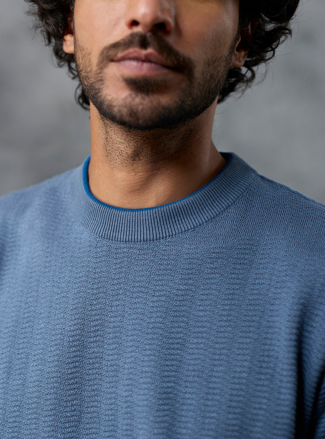 Crosscheck Blue Ripstop Cotton Crewneck