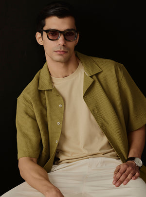 Palm Green Cotton Resort Shirt