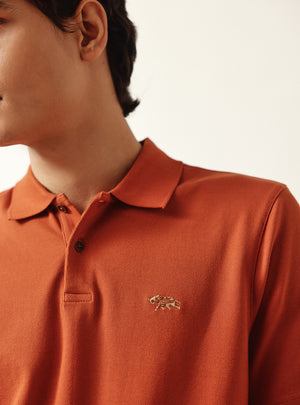 Volcano Rust Cotton Stretch Pique Polo