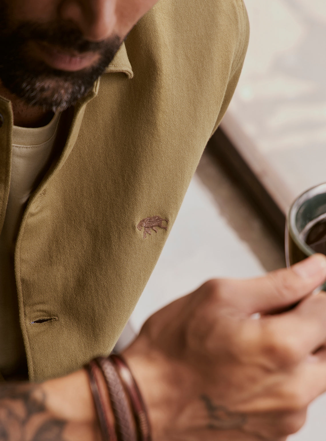 Sandy Brown Cotton Blend Overshirt