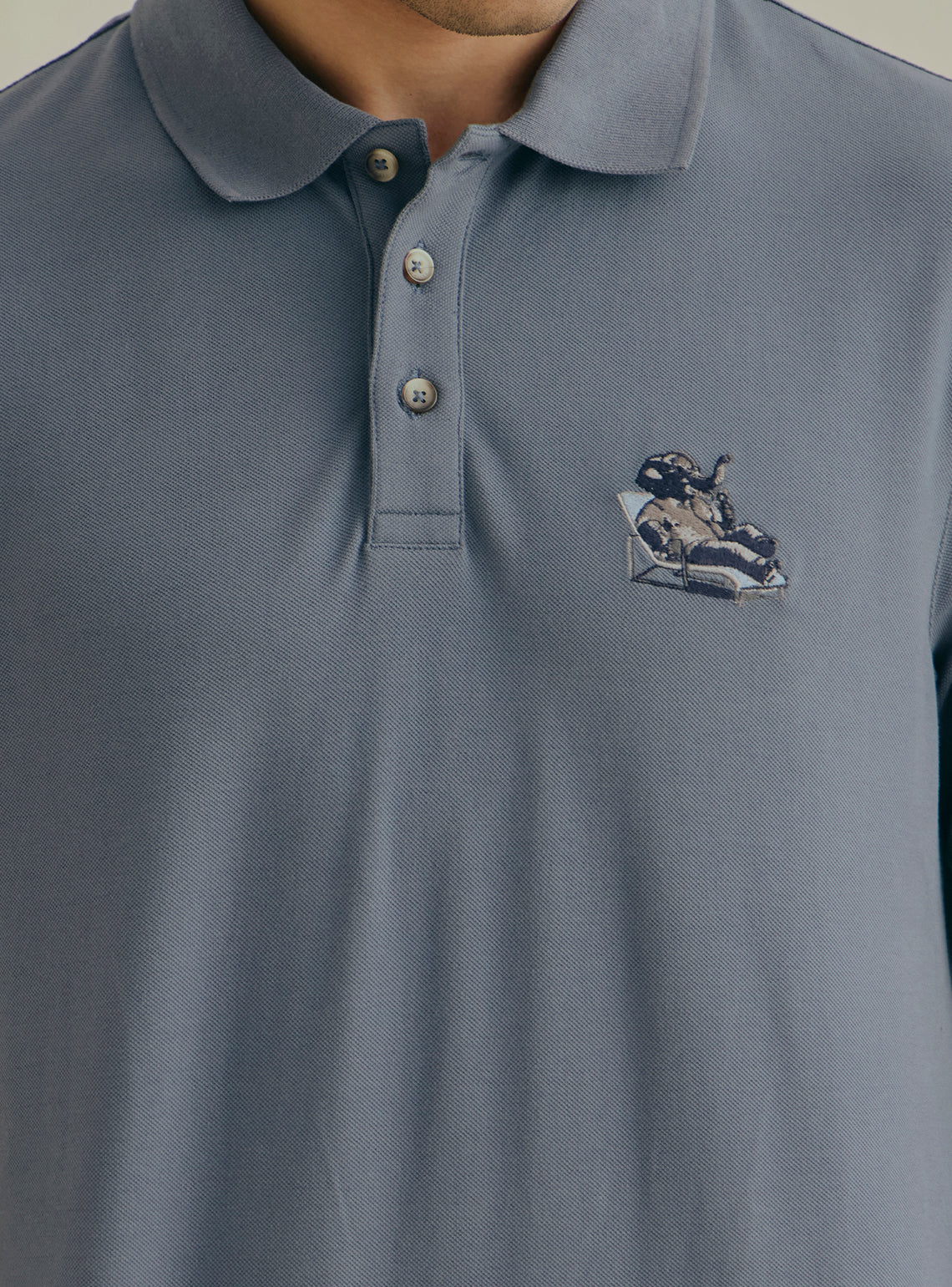 Juniper Grey Cotton Pique Polo