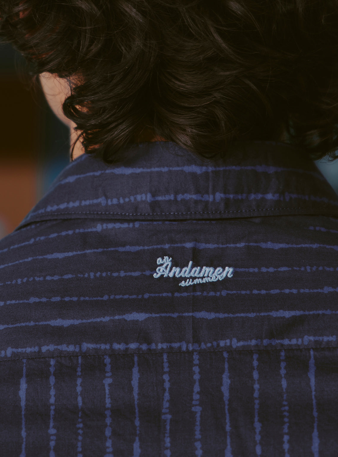 Stormy Blue Cotton Tencel Print Shirt