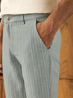 Harbour Green Linen Stripe Trousers