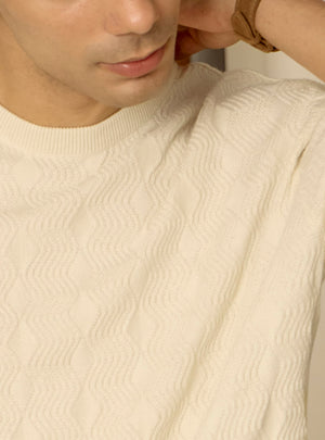 Champagne White Cotton Crew