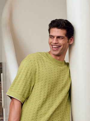 Pine Glade Cotton Pointelle Crew