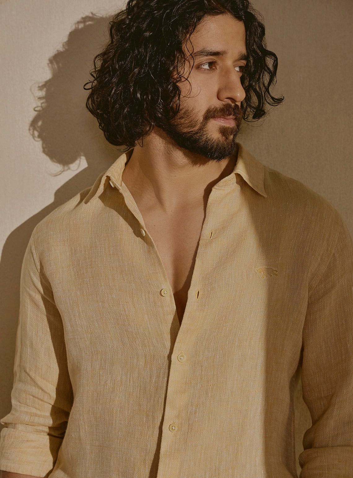 Amber Gold Linen Dobby Shirt