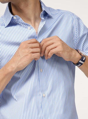 Azure Stripe Cotton Shirt