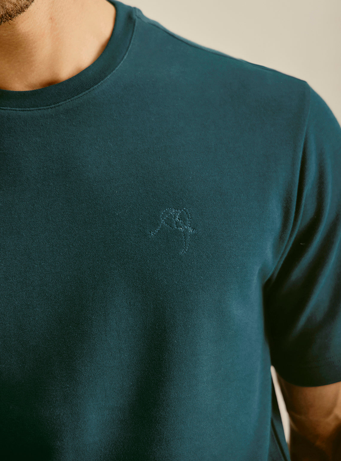 Santorini Teal Cotton Crewneck