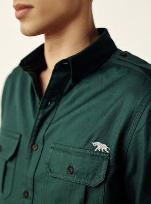 Field Olive Cotton Twill Utility Shirt