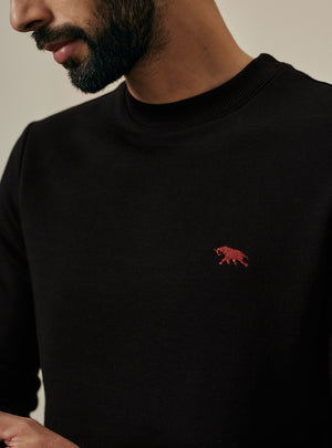 Coal Black Terry Cotton Triblend Pullover
