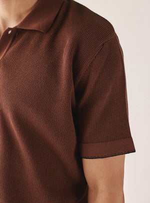 Mocha Rust Cotton Textured Polo