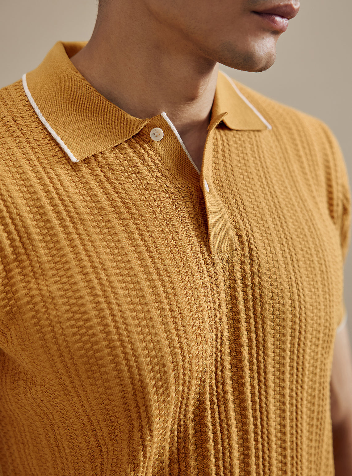 Mustard Yellow Basket Cotton Polo