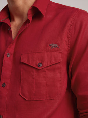 Barn Red European Linen Explorer Shirt