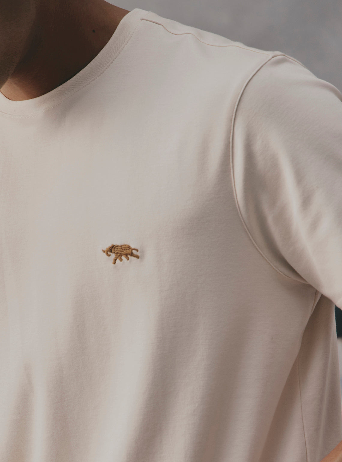 Almond Off White Supima Cotton Crewneck