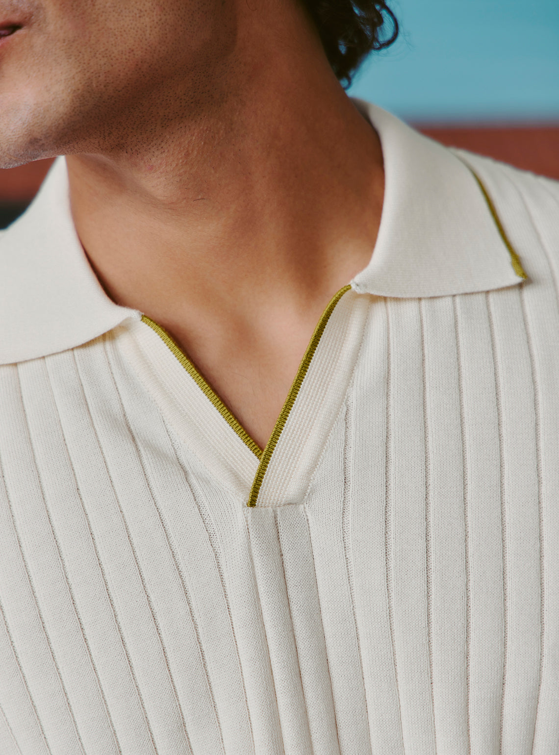 Pina Colada Off-White Cotton Rib Polo