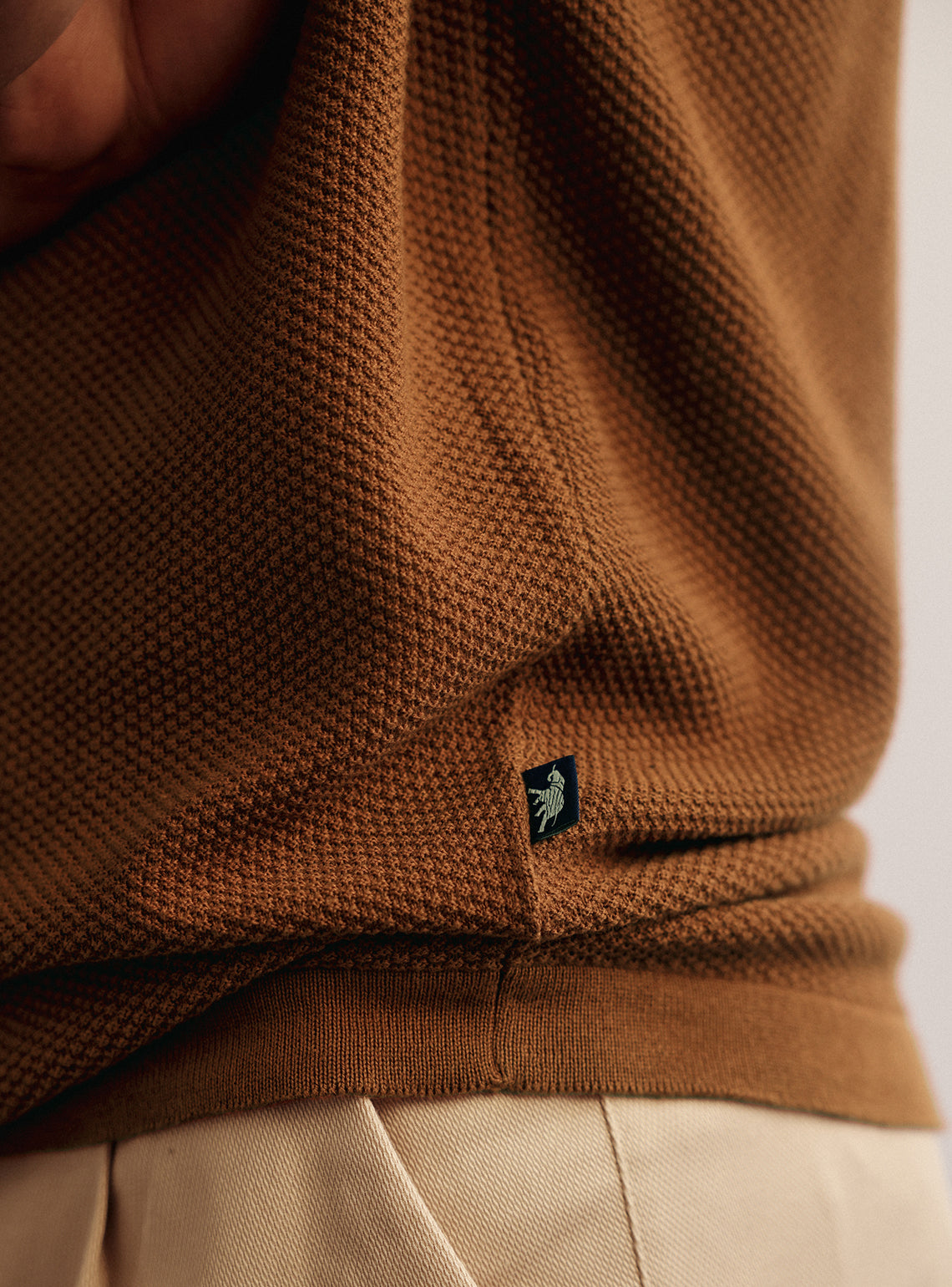 Flame Orange Cotton Moss Knit Polo