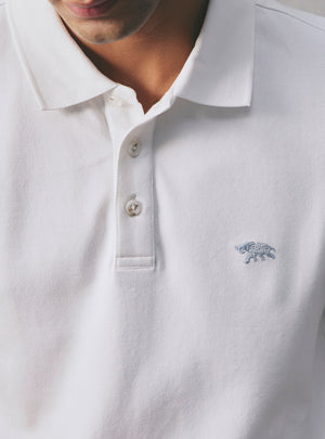 Basil White Cotton Stretch Polo