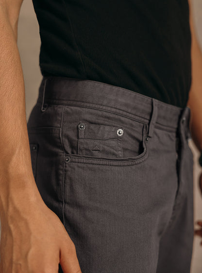 Gravel Grey Cotton Blend Overdye Denim Chinos