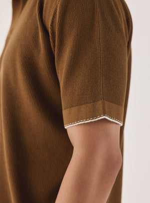 Terra Brown Cotton Textured Polo