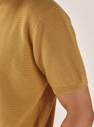 Gold Mustard Cotton Textured Crew