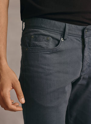 Storm Blue Cotton Stretch Overdye Denim Chinos