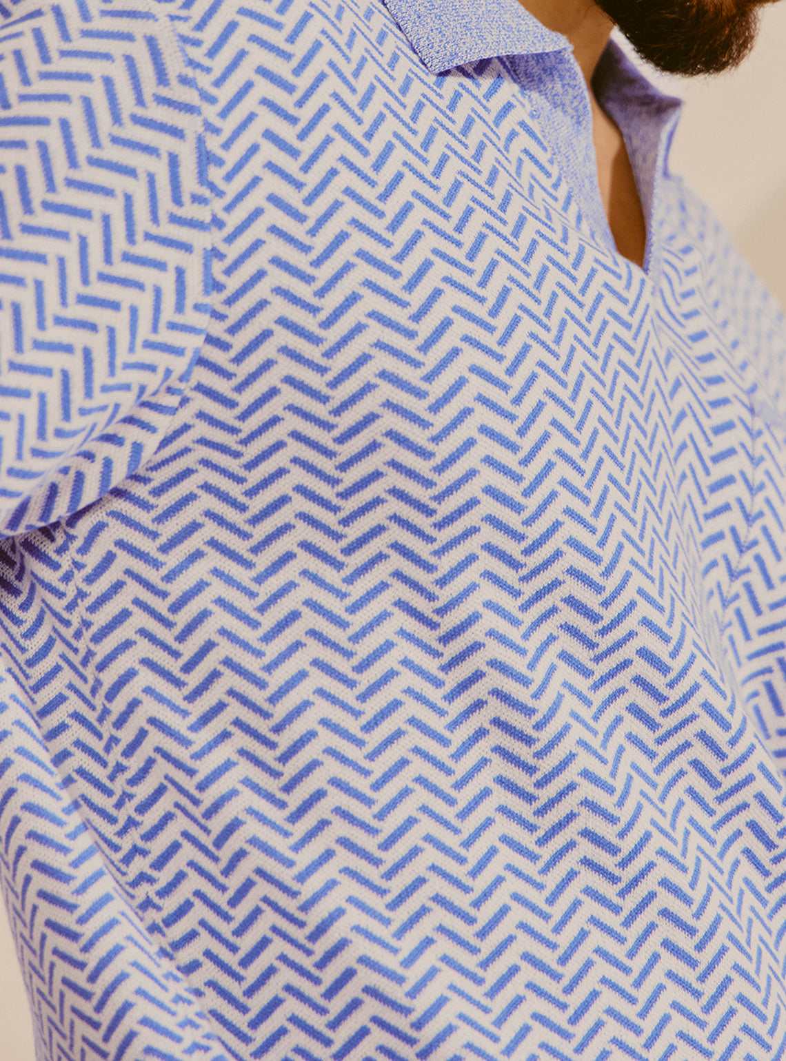 Antalya Blue Cotton Knit Polo