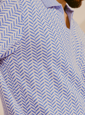 Antalya Blue Cotton Knit Polo