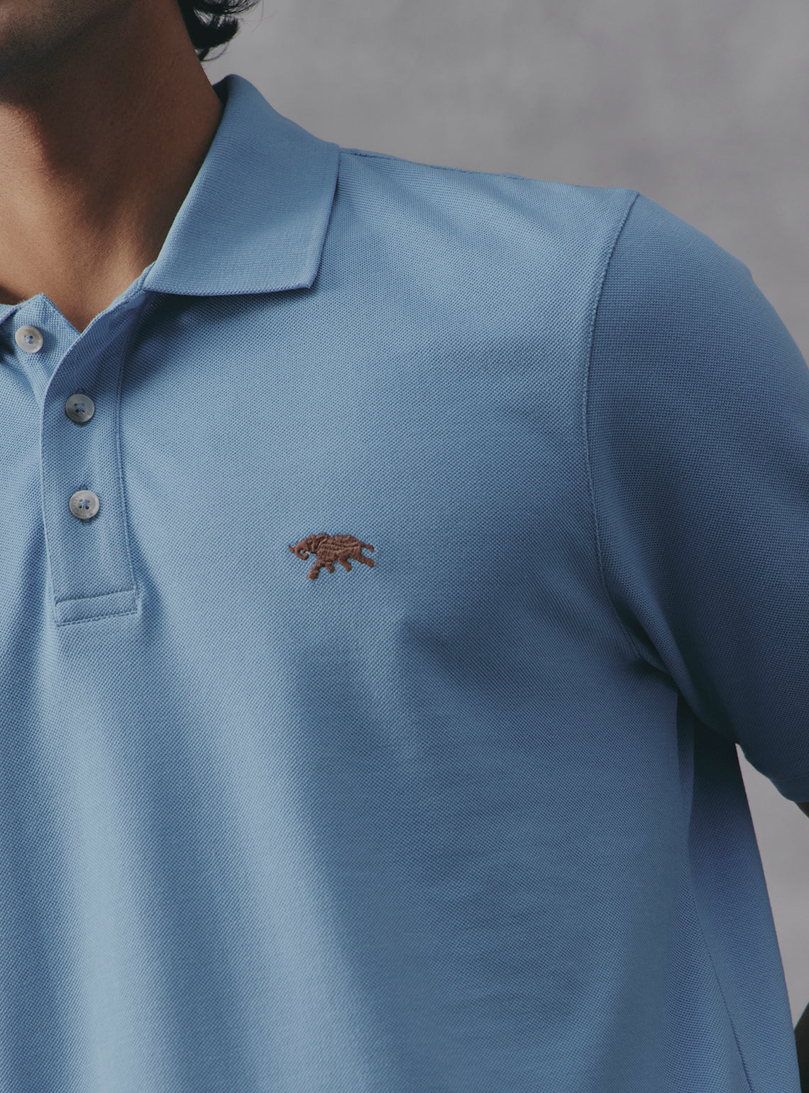 Blueberry Blue Cotton Blend Polo
