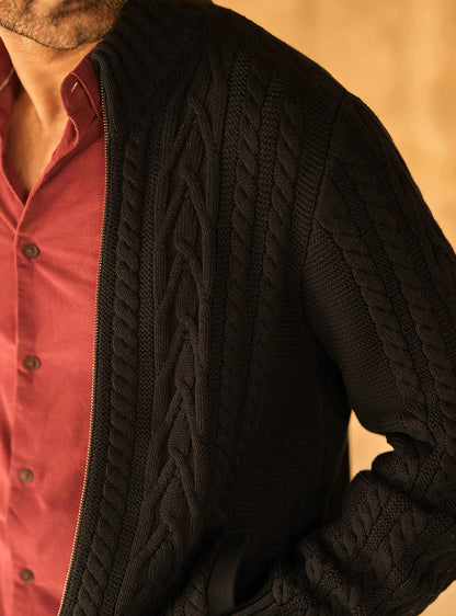 Void Black Cotton Cardigan