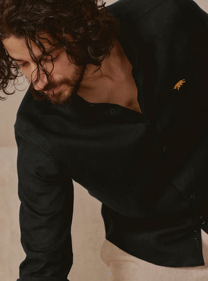 Noir Black Linen Shirt