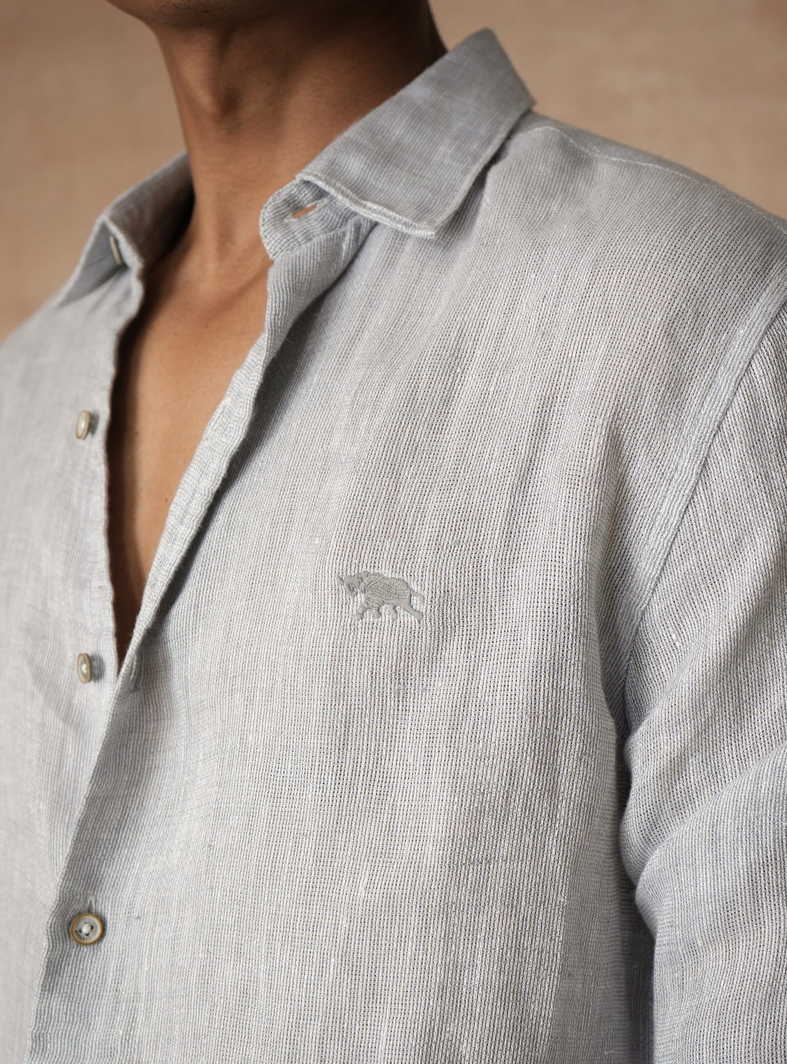 Harbour Blue European Linen Dobby Shirt