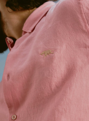 Coral Pink Linen Shirt