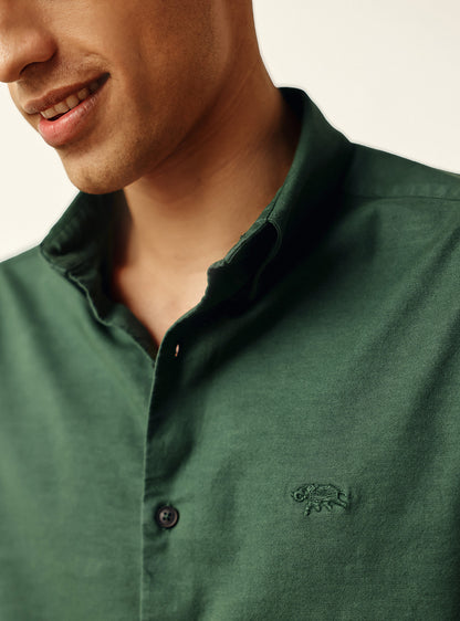 Essential Olive Green Cotton Oxford Shirt
