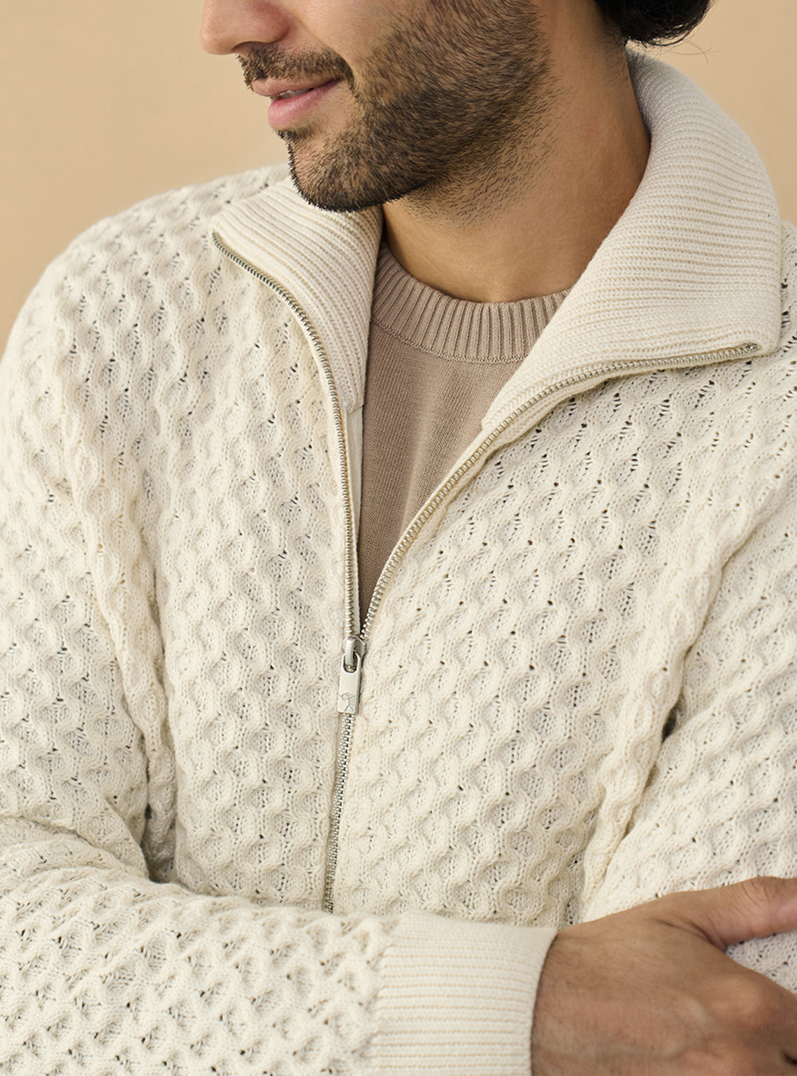 Frost Off-White Cotton Structure Jacket