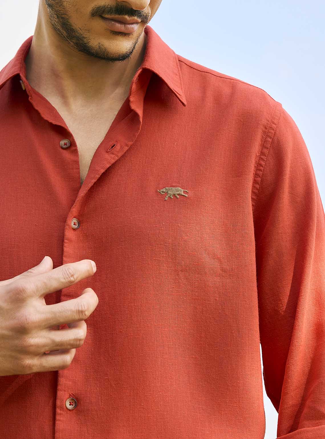 Dusk Orange Lyocell Linen Shirt