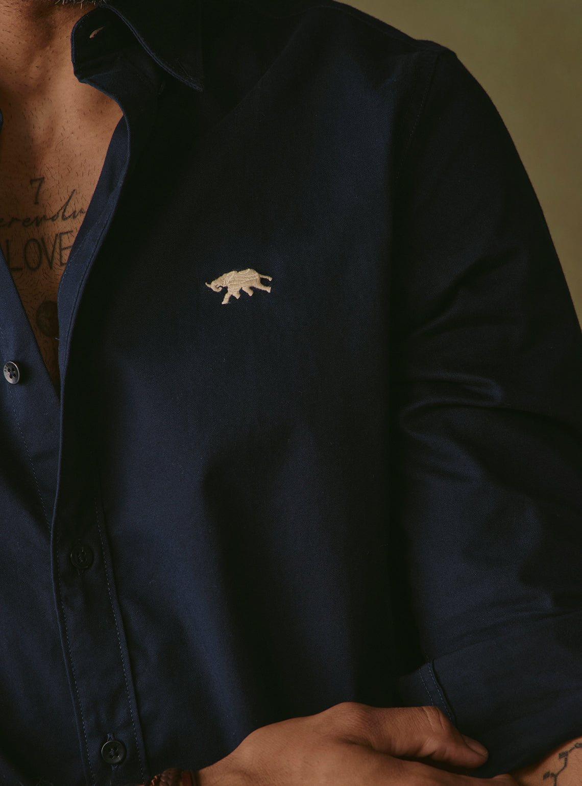 Midnight Navy Cotton Twill Shirt